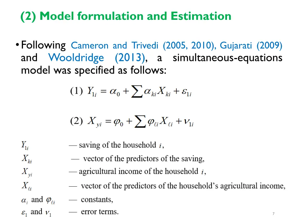 2 model formulation and estimation