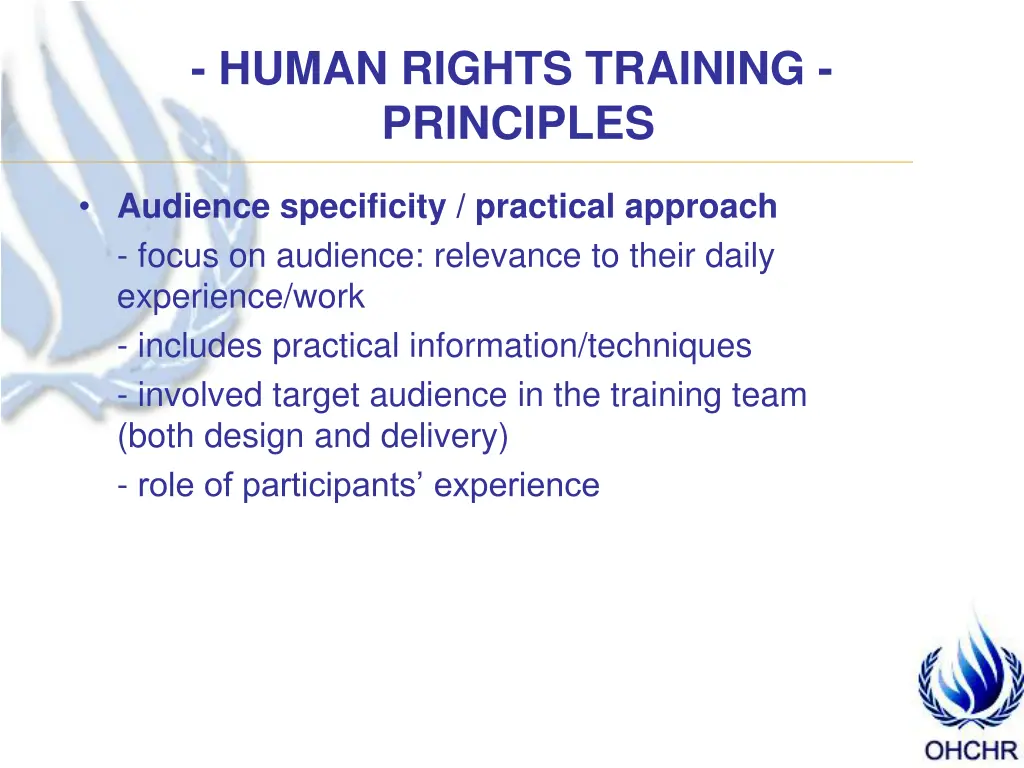 human rights training principles 1