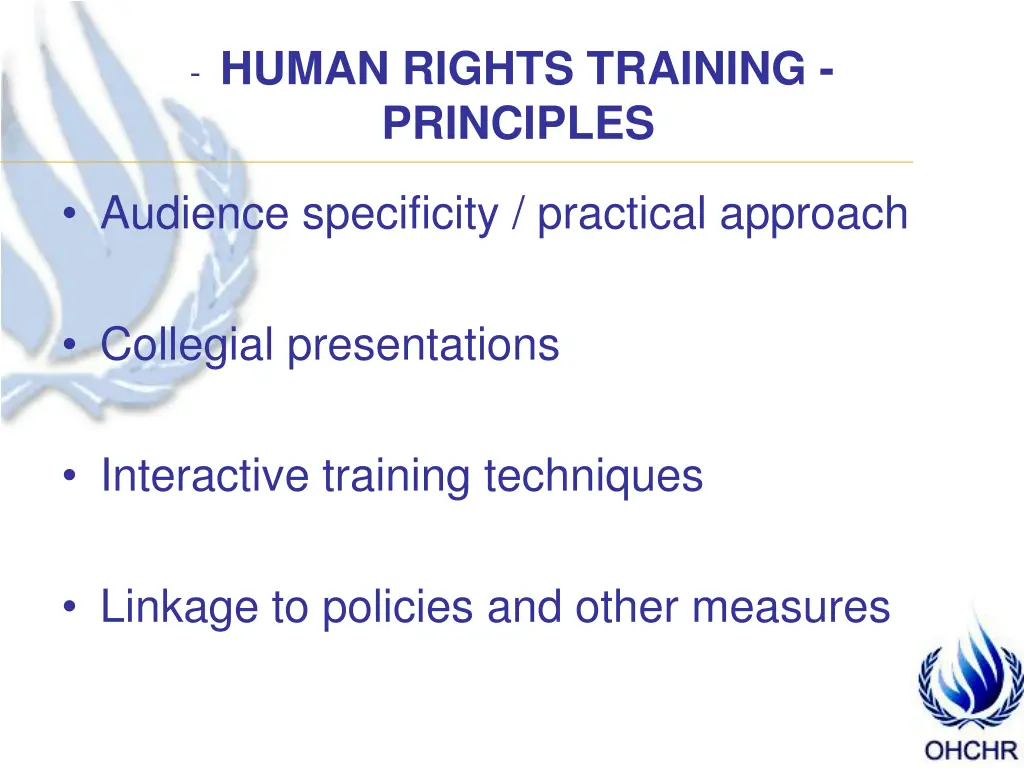 human rights training principles
