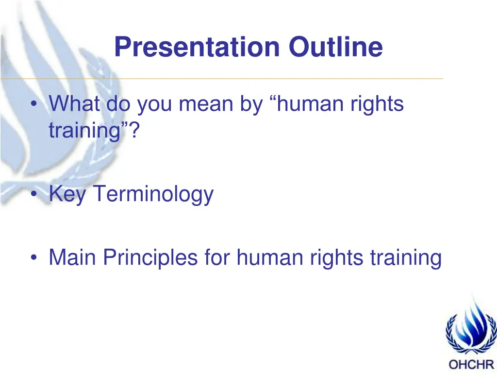 presentation outline