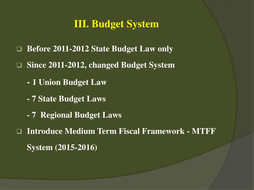 iii budget system