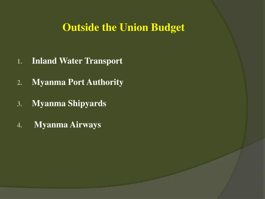 outside the union budget