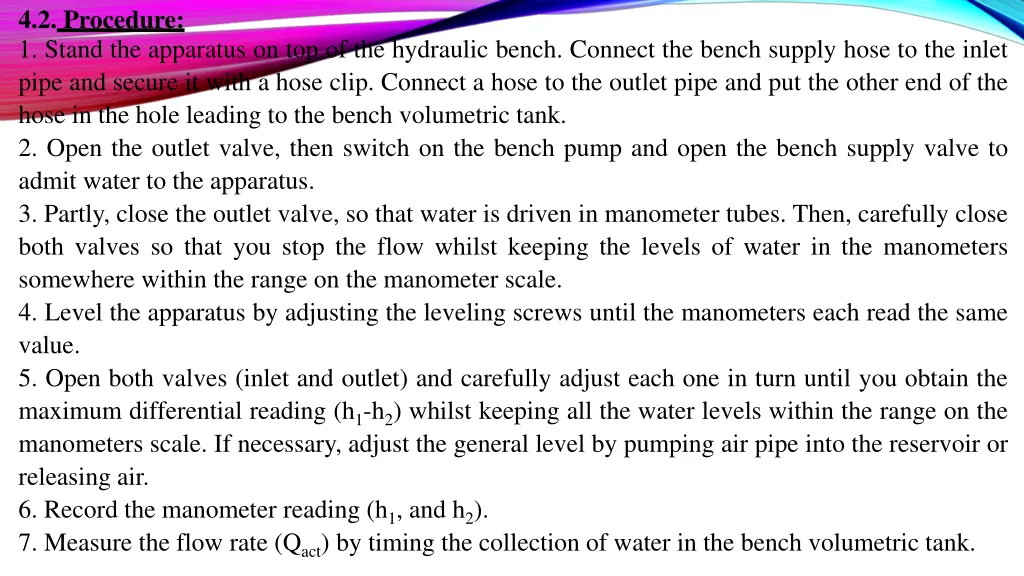 4 2 procedure 1 stand the apparatus