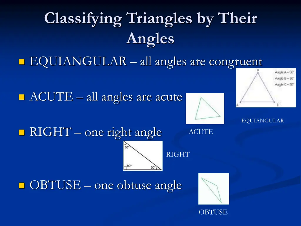 classifying triangles by their angles