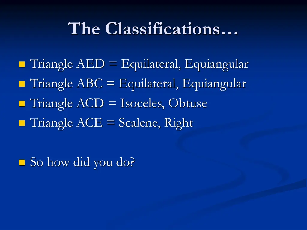 the classifications