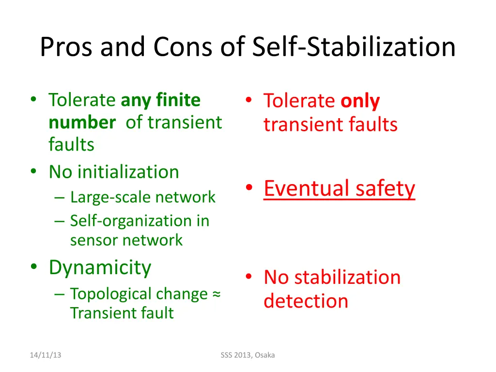 pros and cons of self stabilization 1