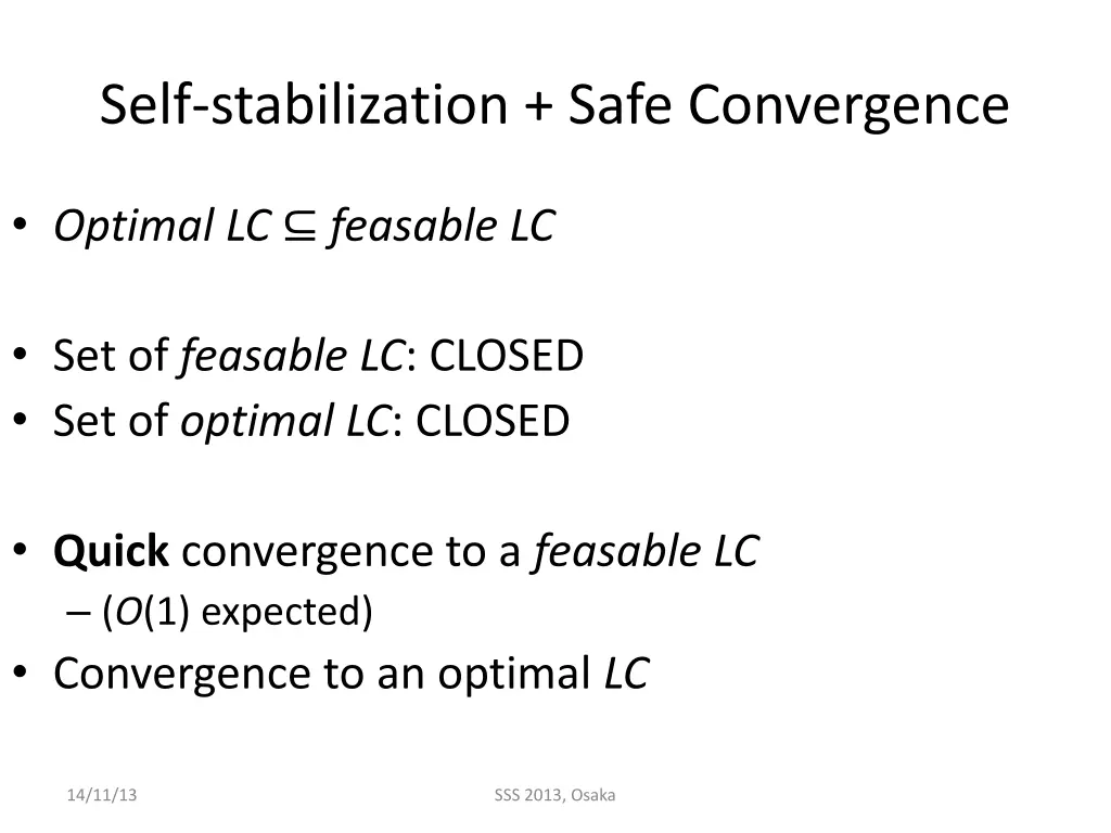 self stabilization safe convergence 2
