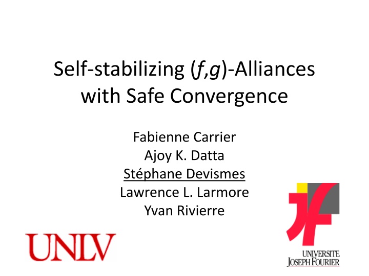 self stabilizing f g alliances with safe