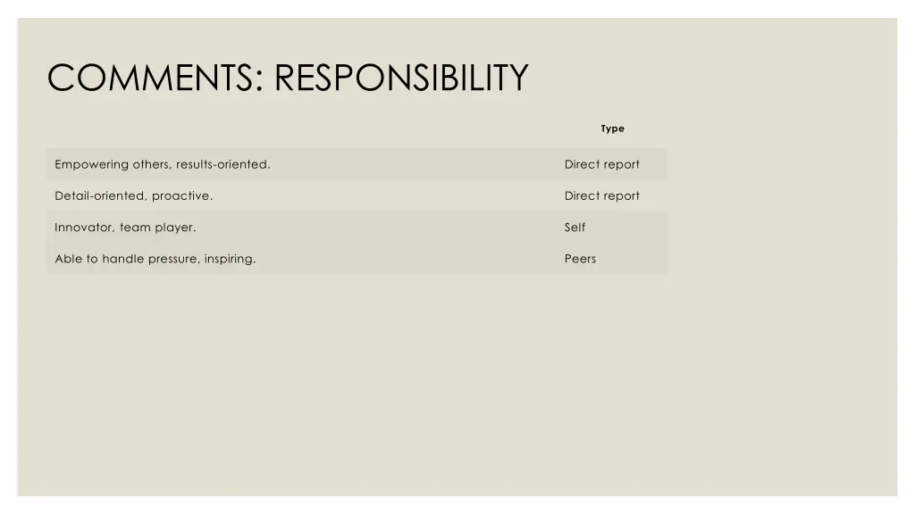 comments responsibility