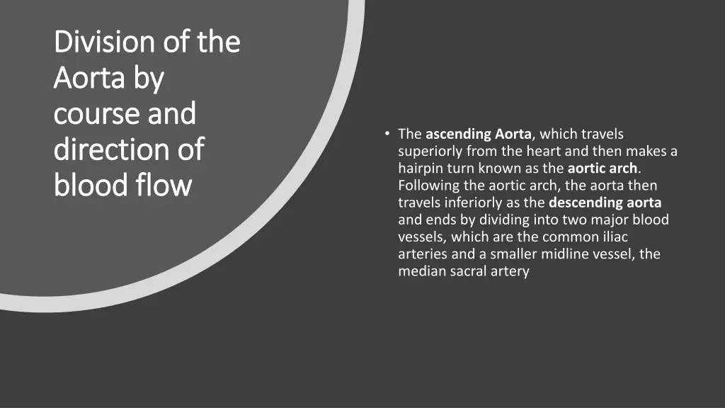 division of the division of the aorta by aorta 1
