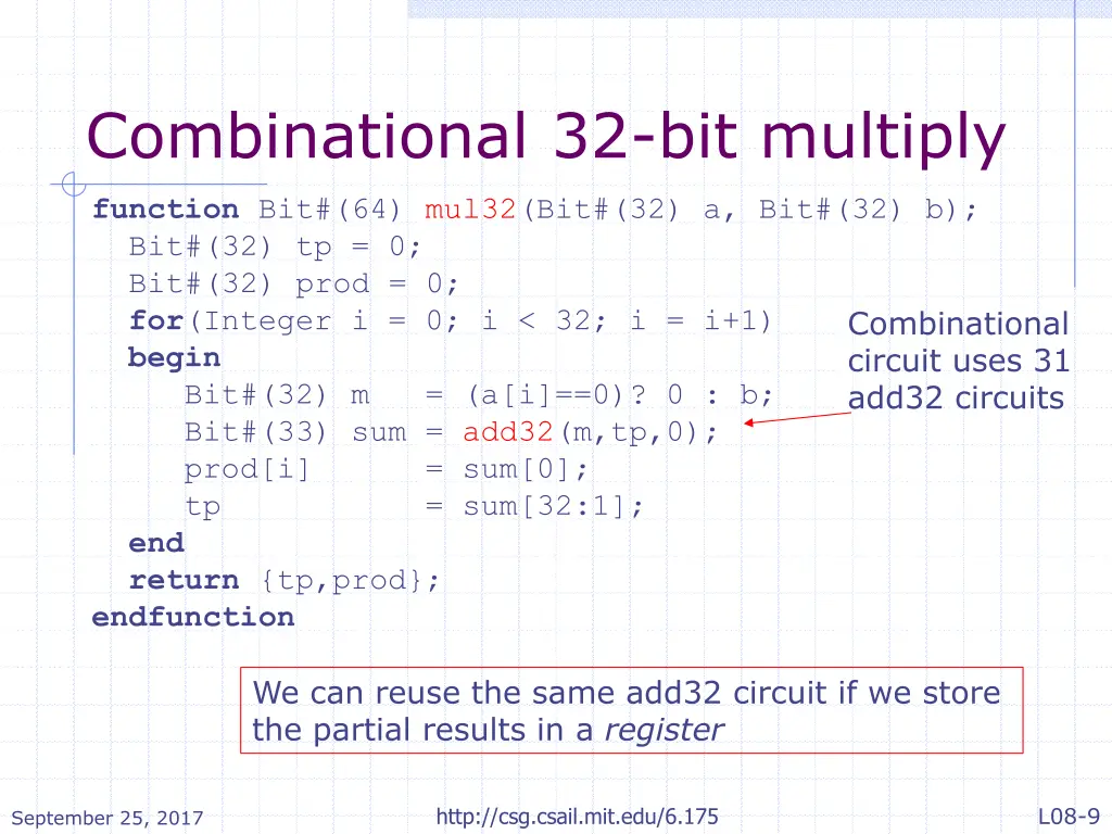 combinational 32 bit multiply