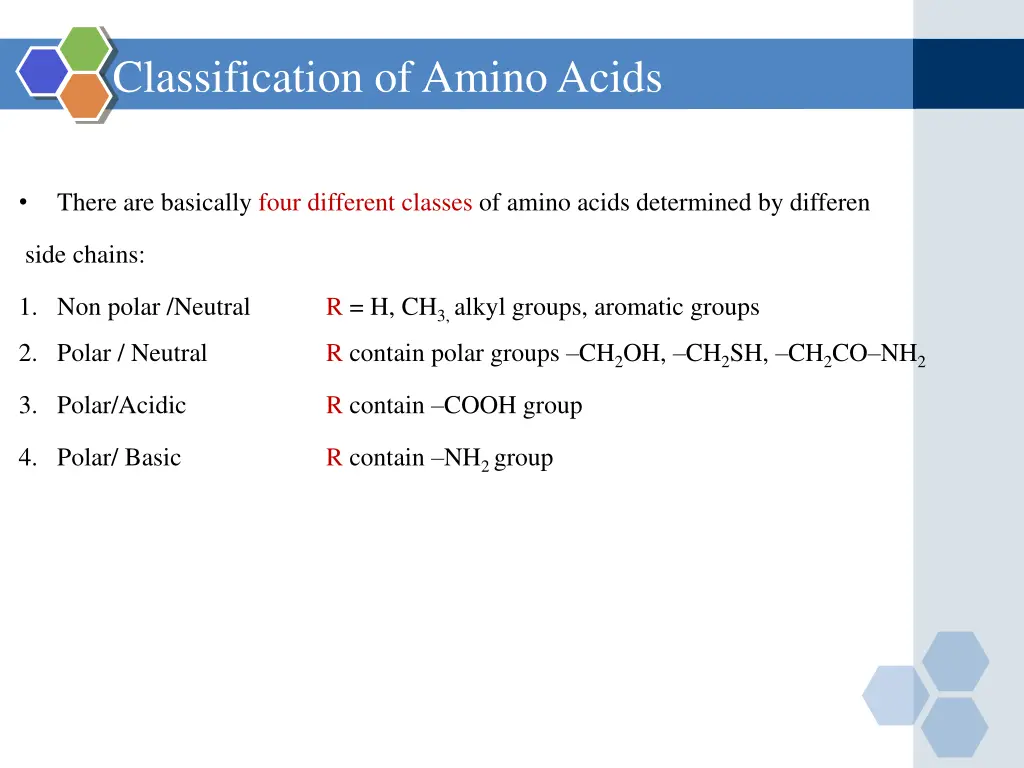 classification of amino acids