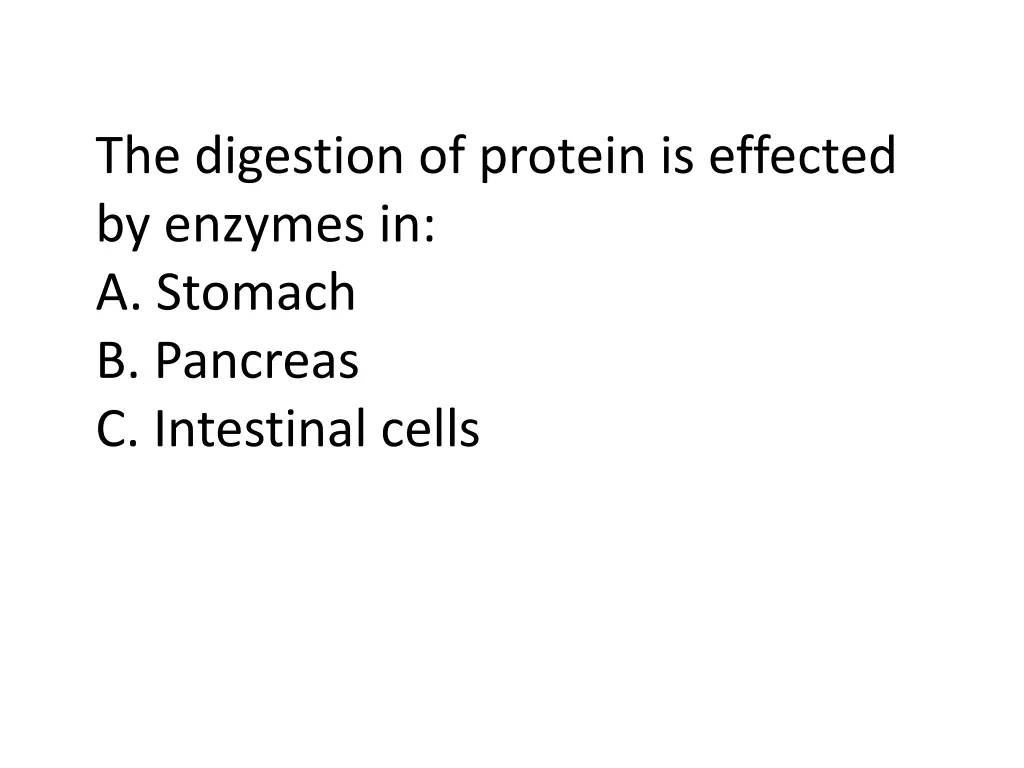 the digestion of protein is effected by enzymes