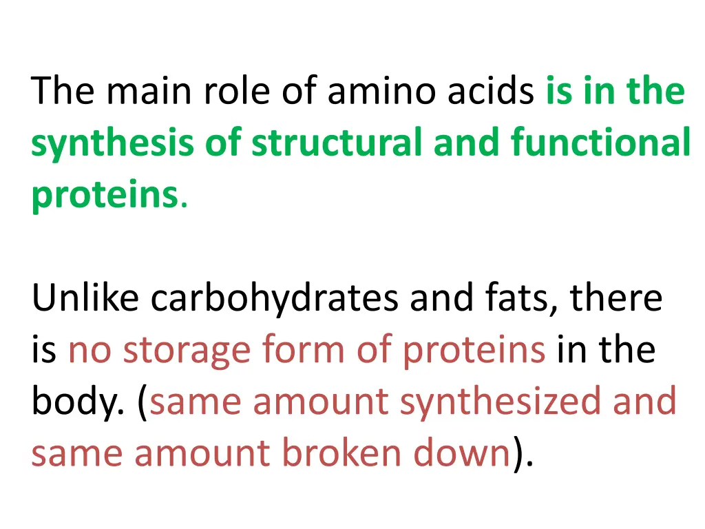 the main role of amino acids is in the synthesis