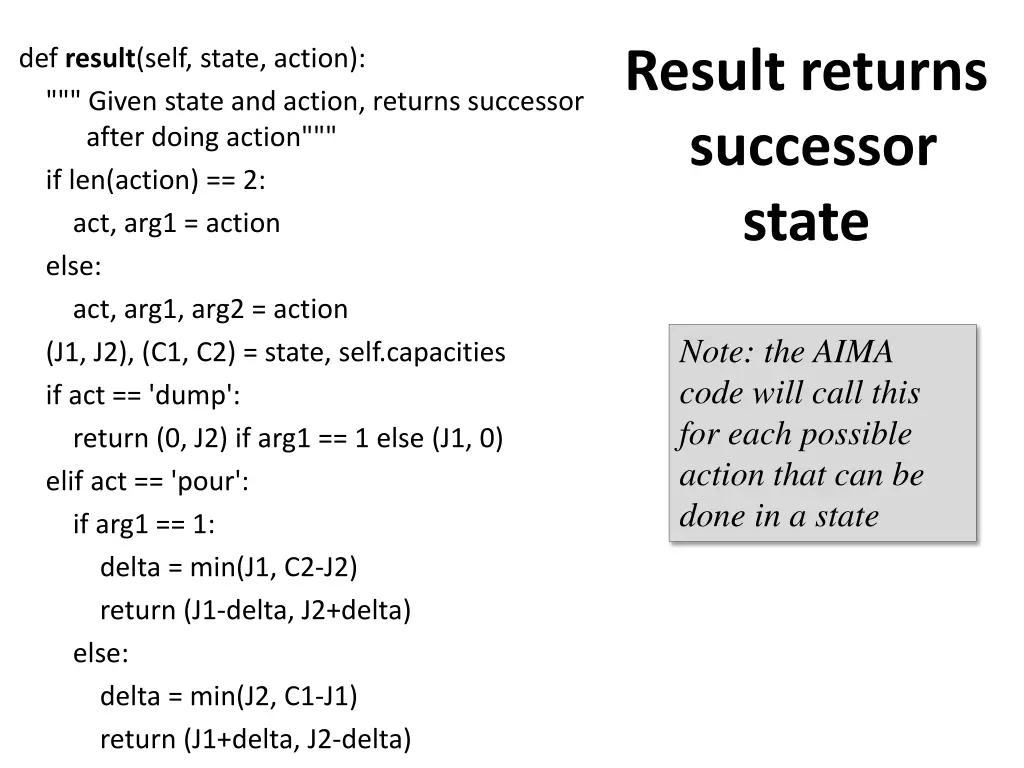 result returns successor state