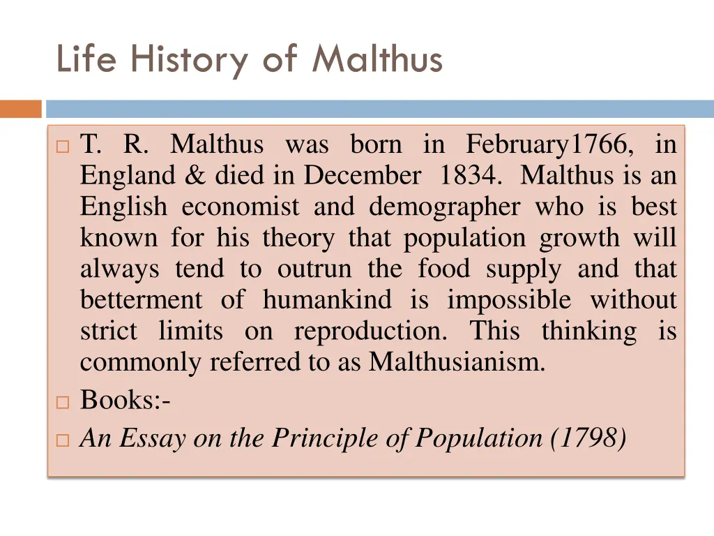 life history of malthus