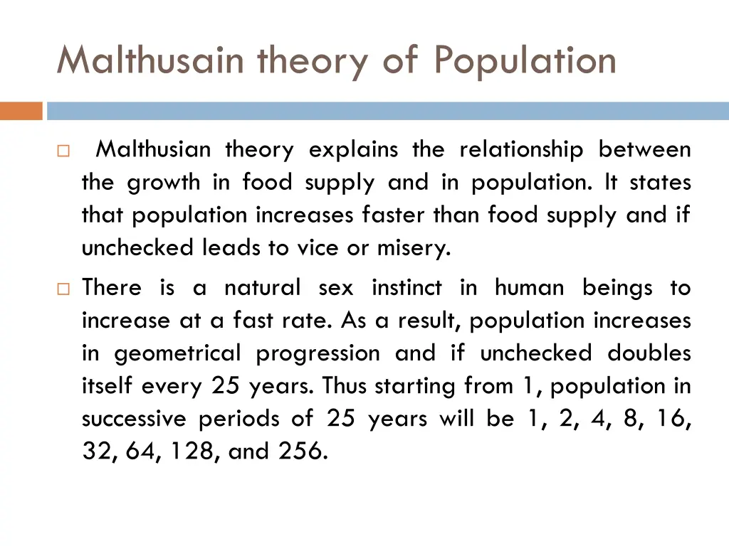 malthusain theory of population 1