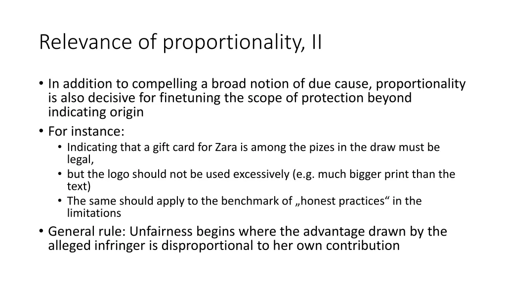 relevance of proportionality ii