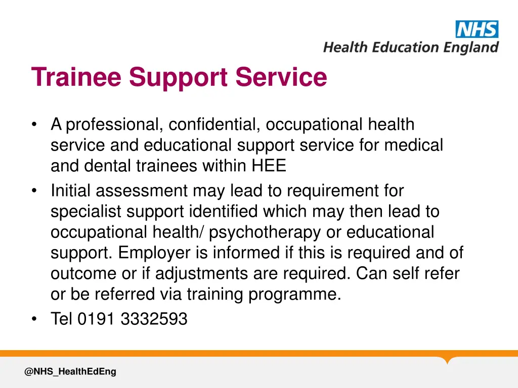 trainee support service