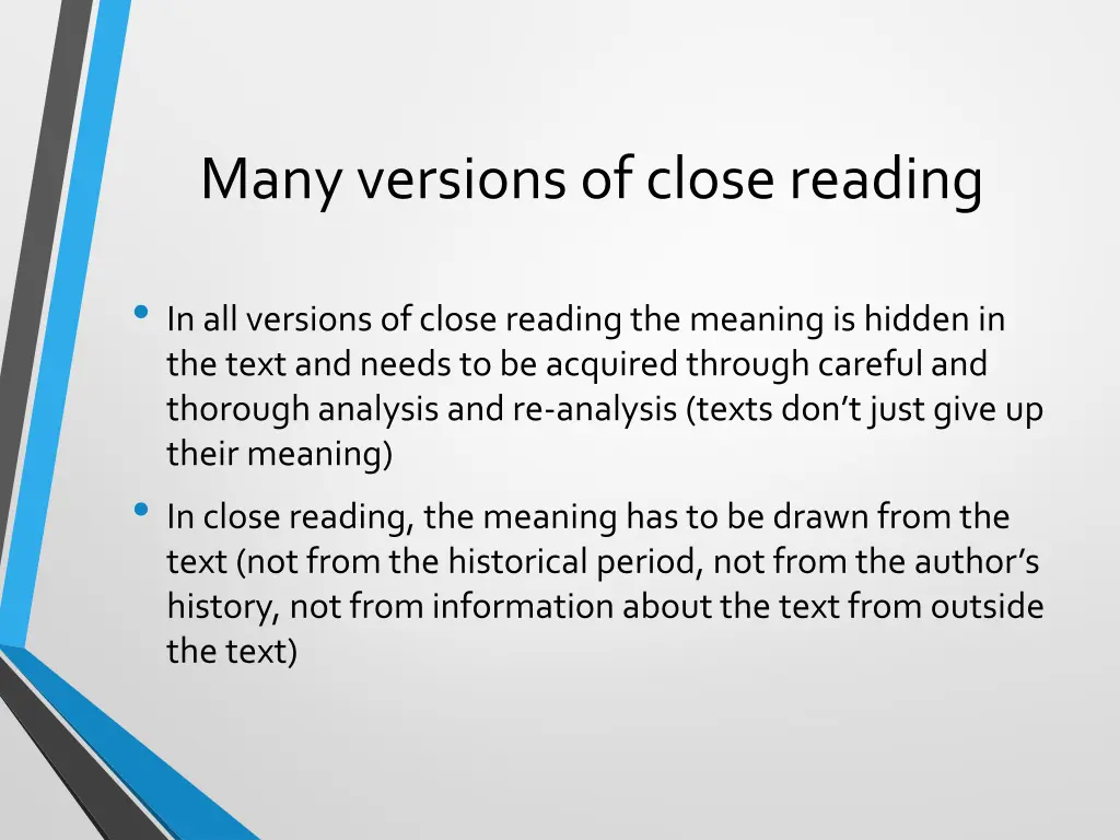 many versions of close reading