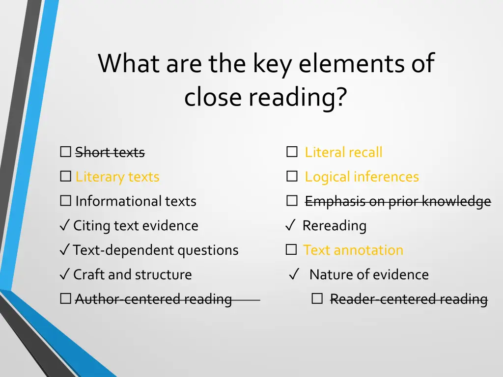 what are the key elements of close reading 14