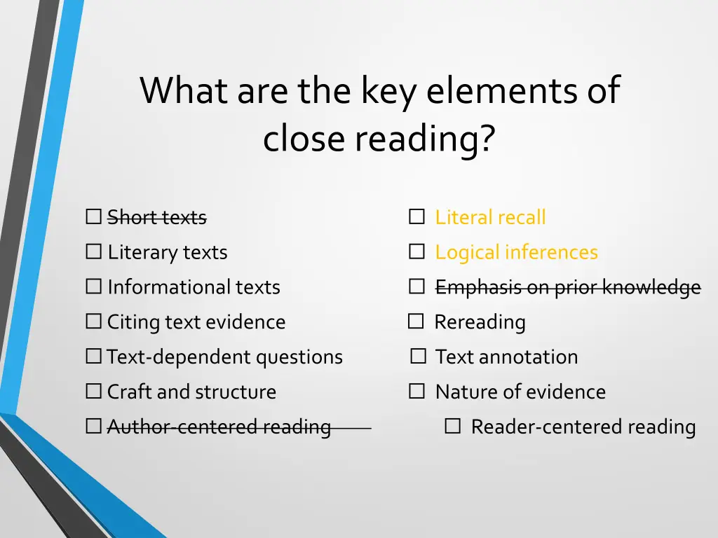 what are the key elements of close reading 5