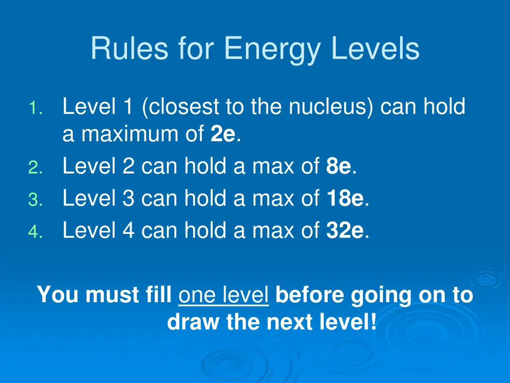 rules for energy levels