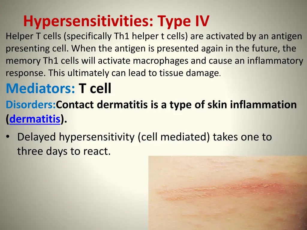 hypersensitivities type iv helper t cells