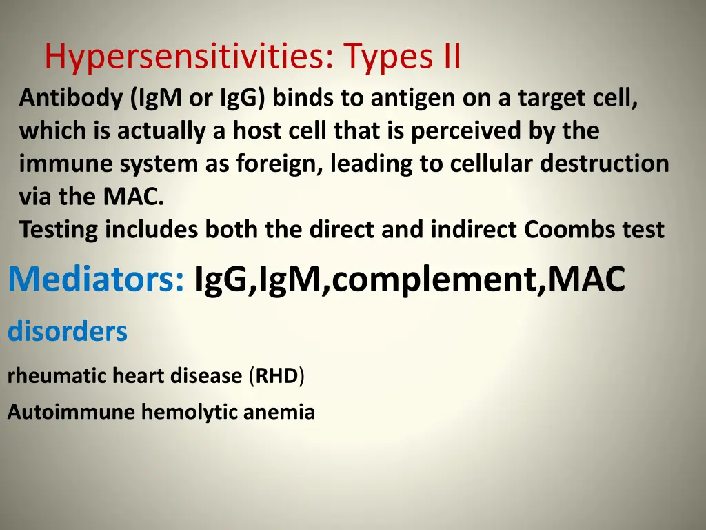 hypersensitivities types ii antibody