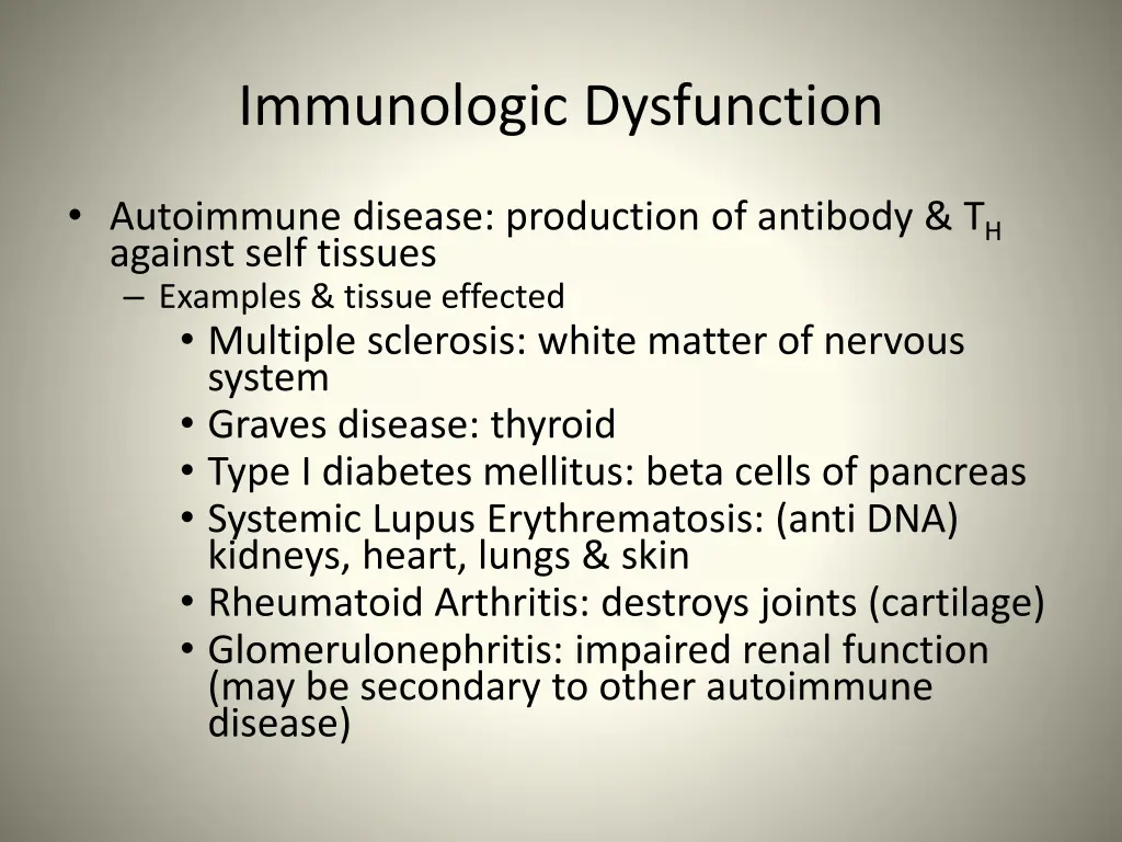 immunologic dysfunction 1