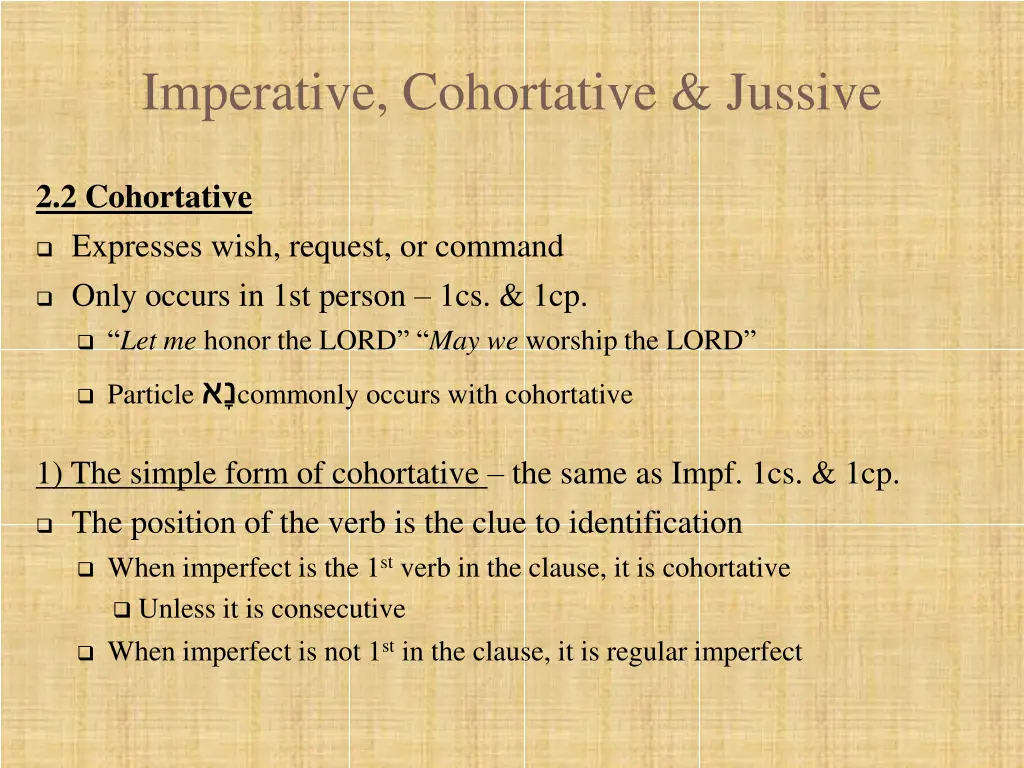 imperative cohortative jussive 10