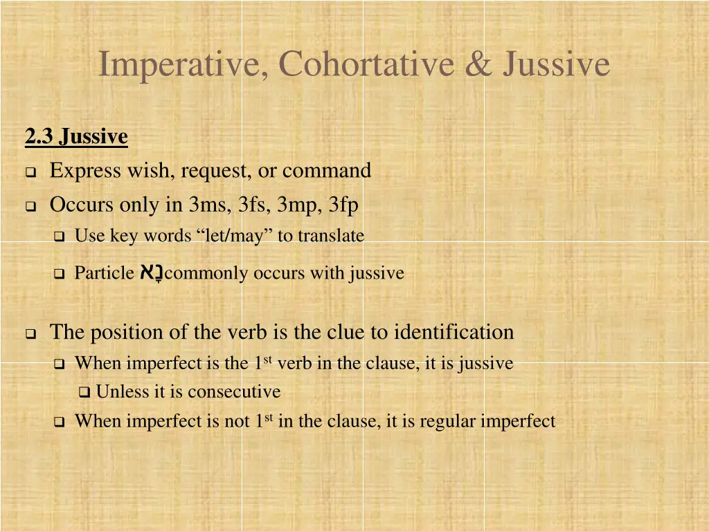 imperative cohortative jussive 13