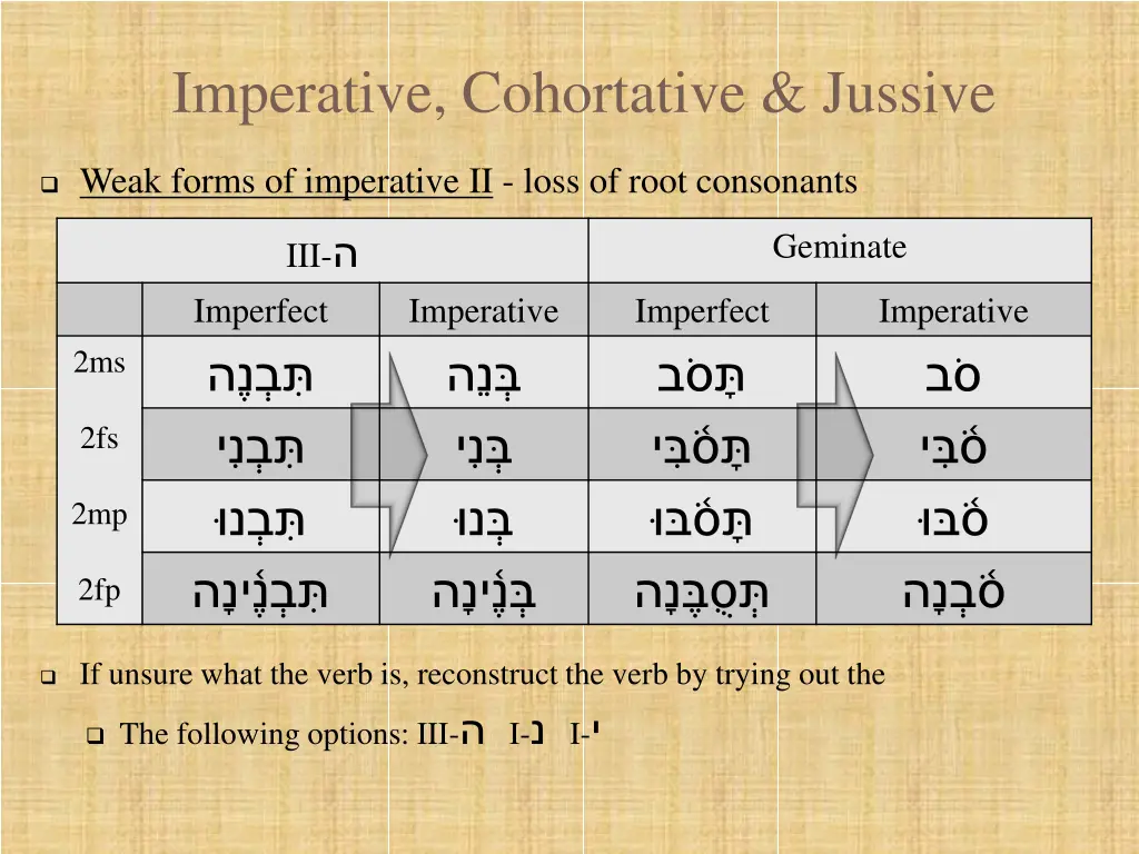 imperative cohortative jussive 5