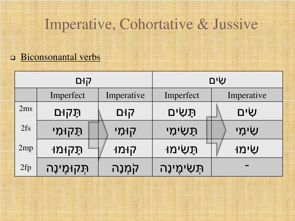 imperative cohortative jussive 6