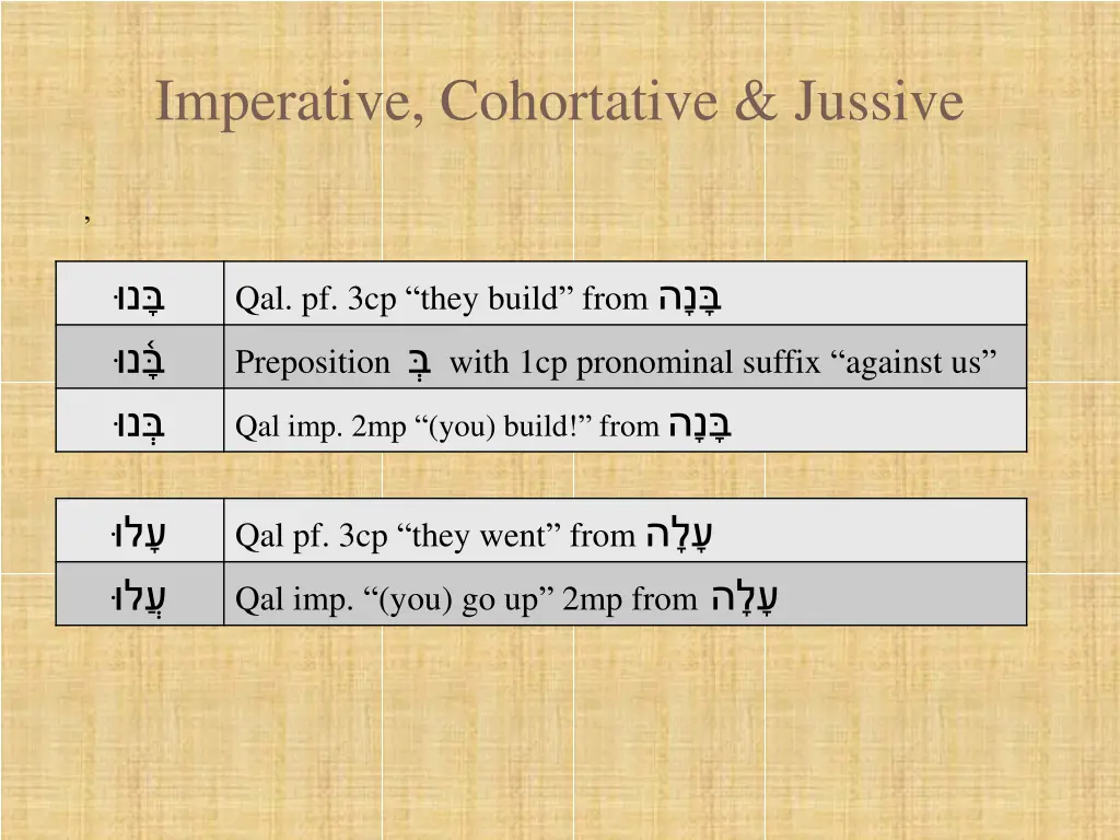 imperative cohortative jussive 9