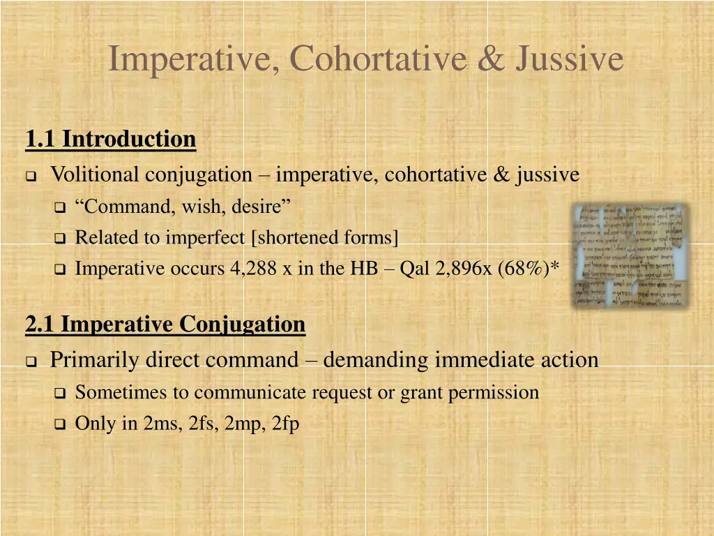 imperative cohortative jussive