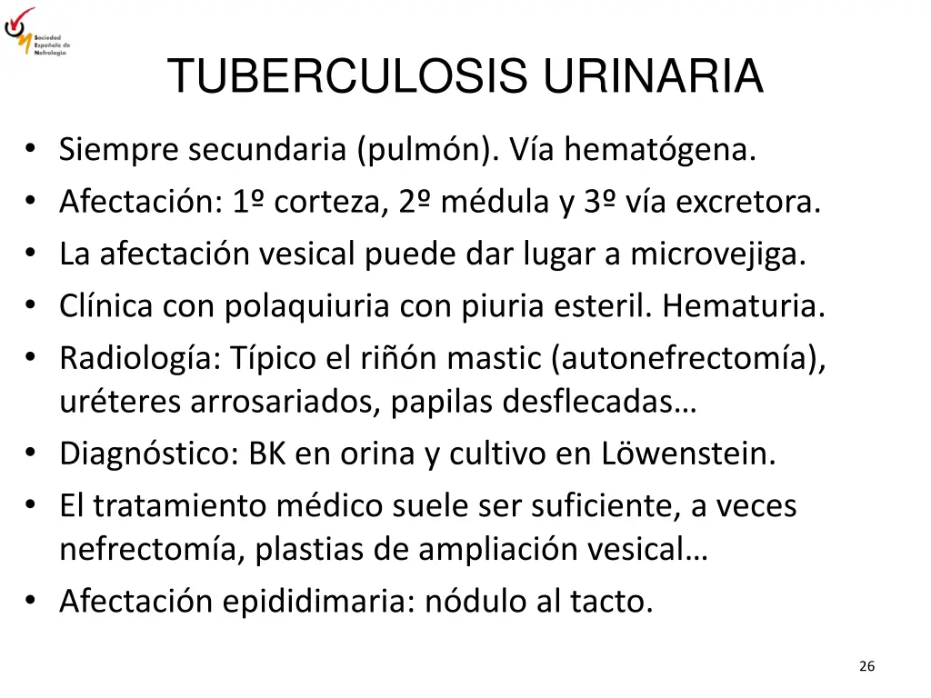 tuberculosis urinaria