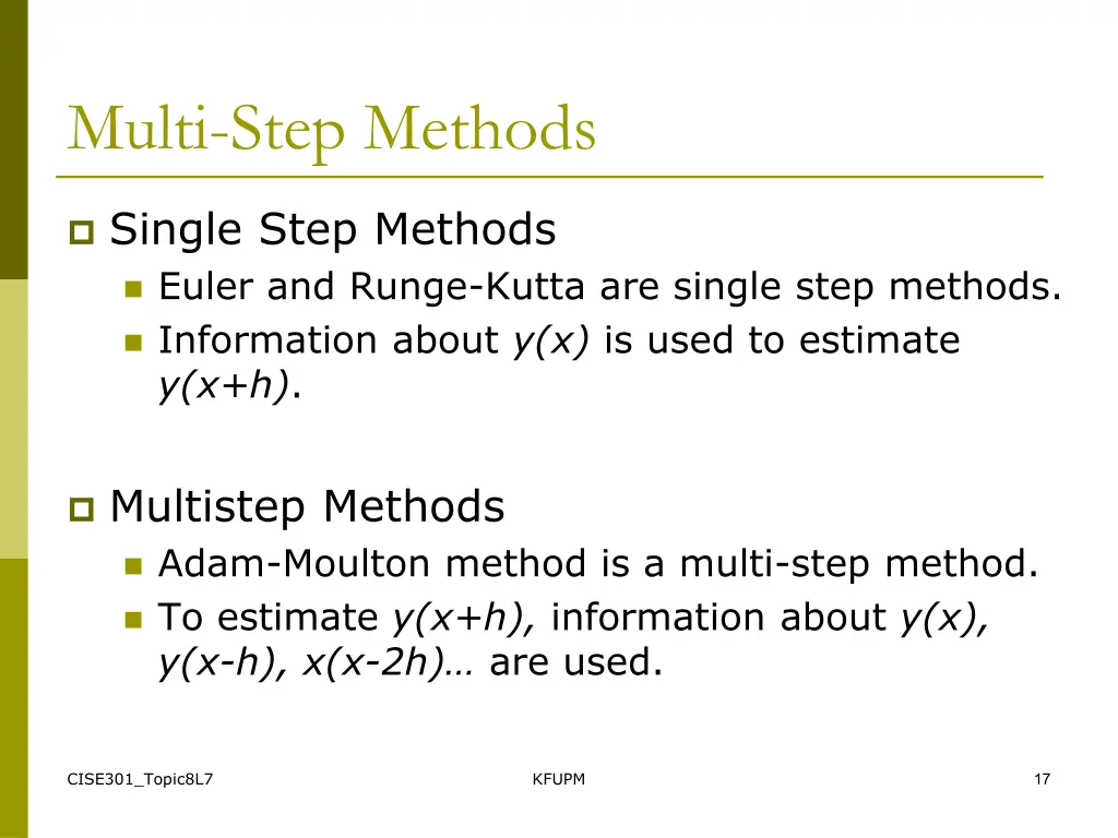 multi step methods