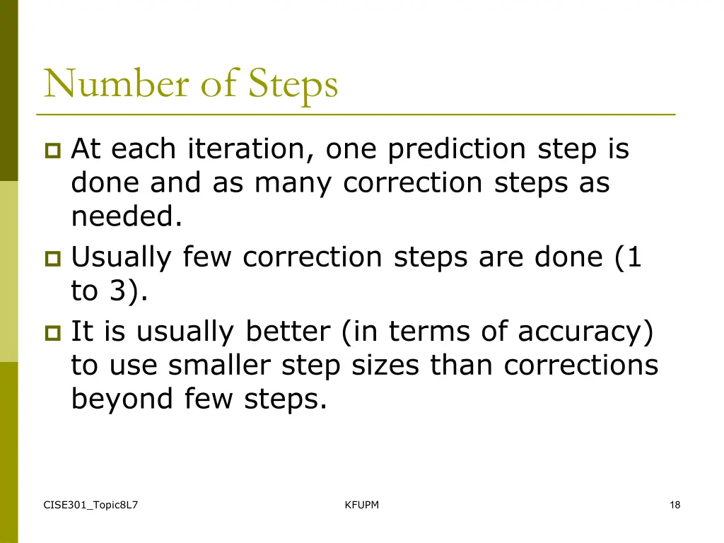 number of steps