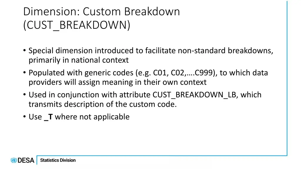 dimension custom breakdown cust breakdown