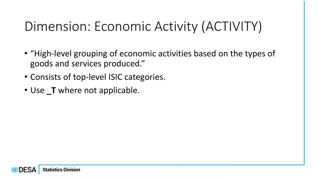 dimension economic activity activity