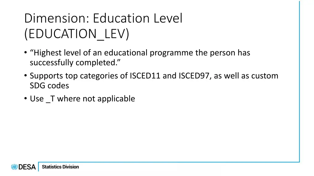 dimension education level education lev