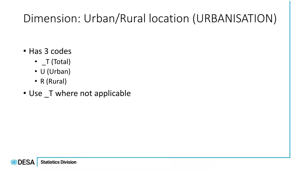 dimension urban rural location urbanisation