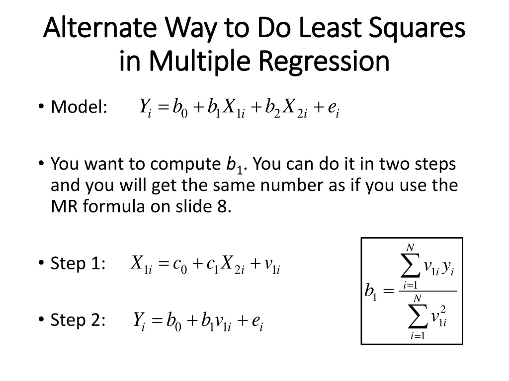 alternate way to do least squares alternate