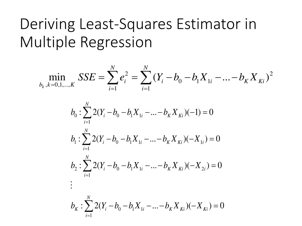 deriving least squares estimator in multiple