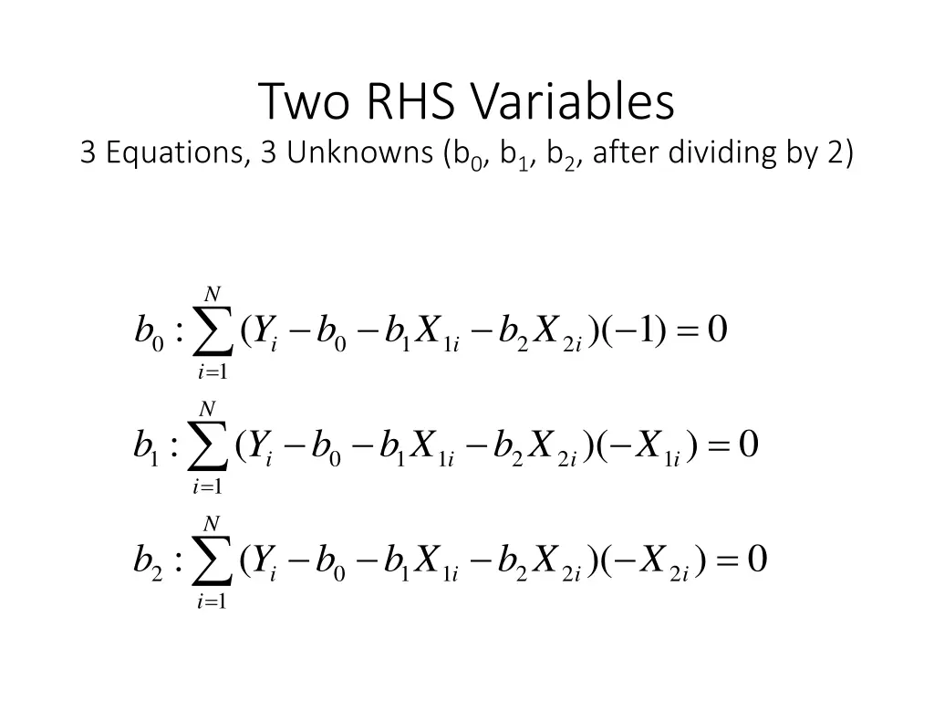 two rhs variables 3 equations 3 unknowns
