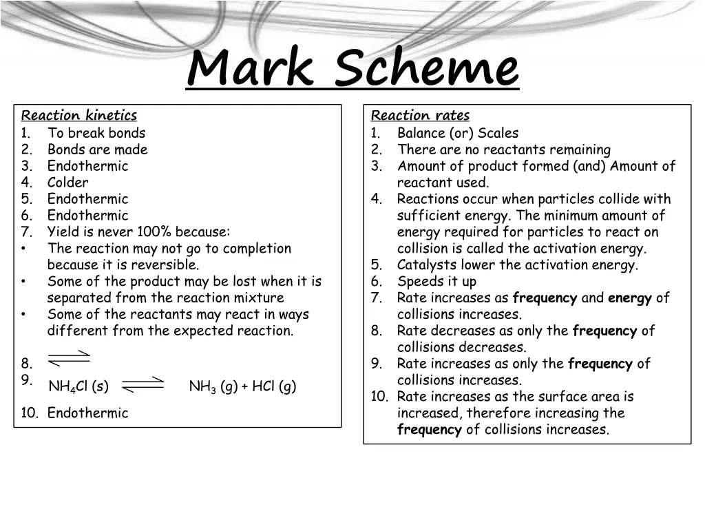 mark scheme