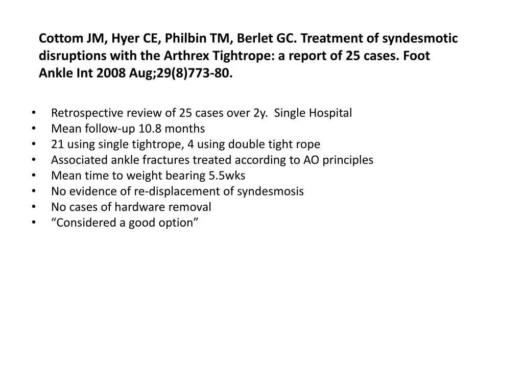 cottom jm hyer ce philbin tm berlet gc treatment