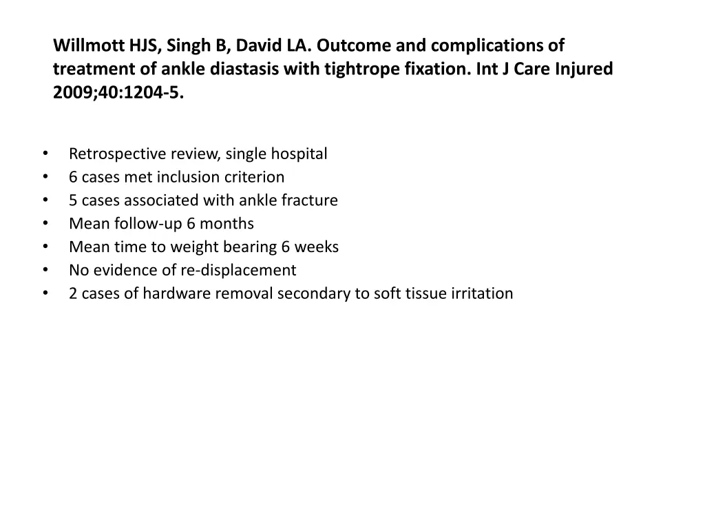 willmott hjs singh b david la outcome