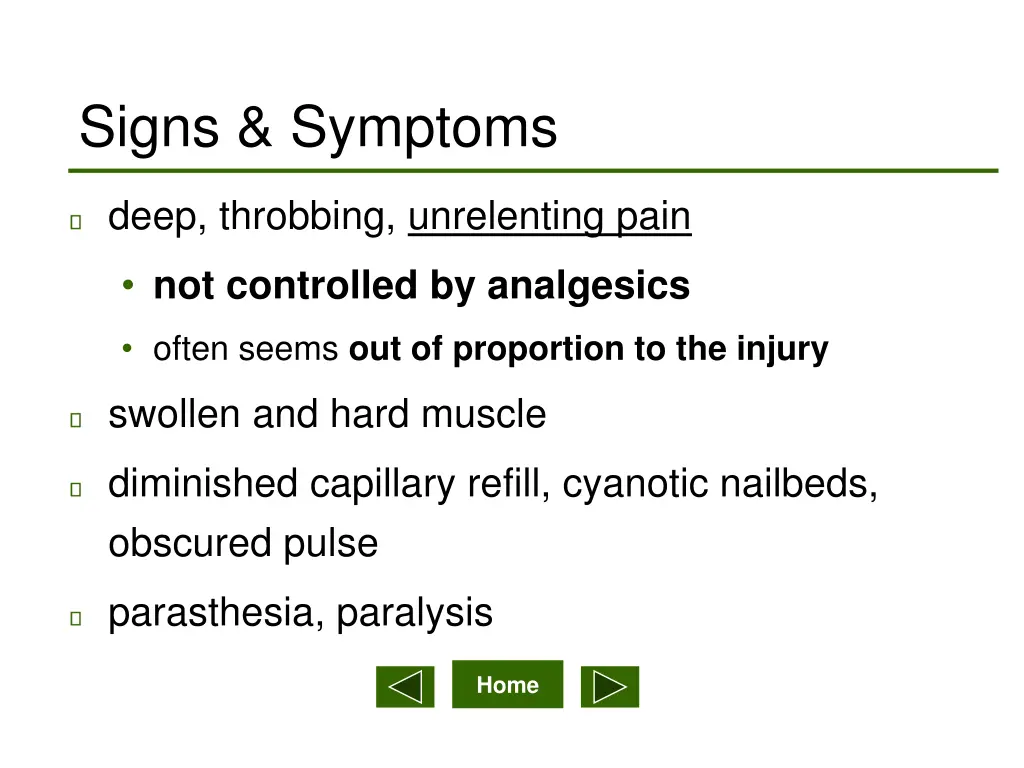signs symptoms